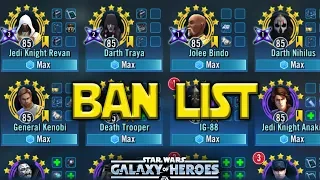 Banned Characters List For TW - Star Wars: Galaxy Of Heroes