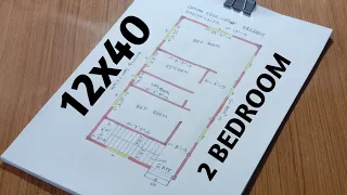 12x40 SMALL HOUSE DESIGN ll 2 BEDROOM HOUSE PLAN ll 480 SQFT GHAR KA NAKSHA