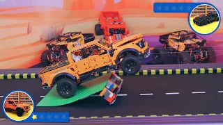 Ford Raptor VS Batmobile Lego Technic Car Speed / Crash Test /Treadmill