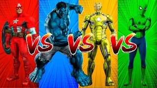 SUPERHERO COLOR DANCE CHALLENGE Red Captain America vs Blue Hulk vs Yellow Iron Man vs Spiderman