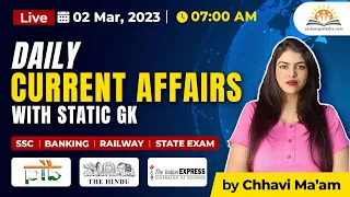 02 March Current Affairs I Today Current Affairs | Daily Current Affairs in Hindi by Chhavi Ma'am