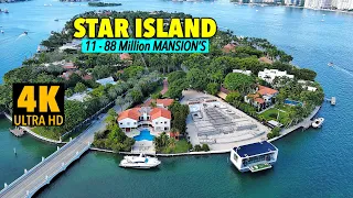 11 to 88 Million $ Mansions in Star Island Miami Beach. 4K Drone