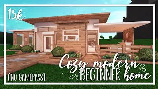 Cozy Modern Beginner Home 15k No Gamepass [Bloxburg Speedbuild] No large plot no advanced placing