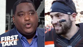 Damien Woody not backing down from Baker Mayfield after Hue Jackson comments | First Take