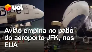 Avião empina durante desembarque de passageiros no aeroporto JFK em Nova York; veja vídeo