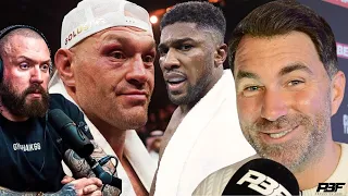 EDDIE HEARN REACTS TO TRUE GEORDIE SAYING TYSON FURY HAD SIMILAR CORNER ISSUES TO ANTHONY JOSHUA