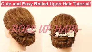 Cute and Easy Rolled Updo Hair Tutorial【Zen's Hair arrangement】