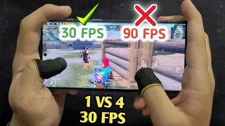 30 FPS 1 VS 4 | SAMSUNG S23 ULTRA PUBG MOBILE 4-FINGERS CLAW HANDCAM GAMEPLAY