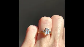 Vintage 10K Gold Diamond Aquamarine Ring