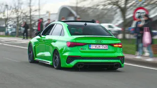 Bagged Tuner Cars Leaving a Carshow LOUD!