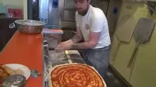 Massive 20 inch New York Style pizzas by Master Pizzaiolo Dan at Paradise Slice, Brick Lane, London.