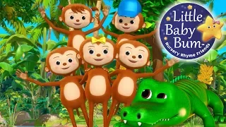 Five Little Monkeys Swinging | Nursery Rhymes for Babies by LittleBabyBum - ABCs and 123s