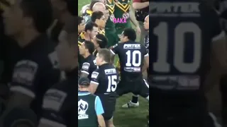 Intense Haka prior to 2008 World Cup Final. Australia versus New Zealand in Rugby League.