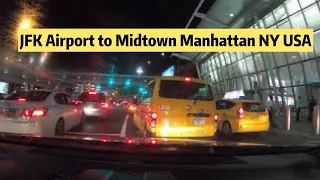 Driving from JFK Airport to Midtown Manhattan NY USA