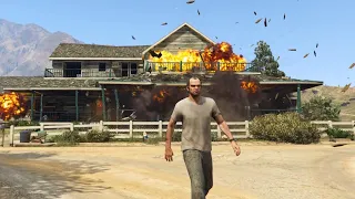 Trevor sets fire to a farm - GTA 5