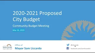 City of San José Community Budget Meeting, May16, 2020