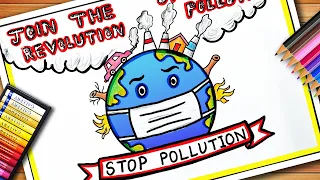 Stop Air Pollution Drawing | Air Pollution Poster | Earth Day | Save Earth Save Environment Poster