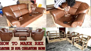 How to make Rex Mid-century Leather sofa set in Cobblestone Brown// 5 seater sofa set//leather sofa