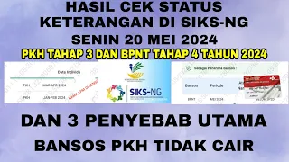 UPDATE STATUS KETERANGAN DI SIKS-NG HARI INI SENIN 20 MEI 2024 UNTUK BANTUAN PKH THP 3 & BPNT THP 4