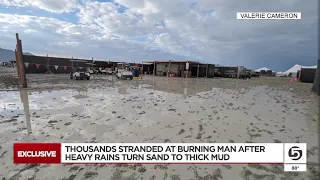 Burning Man attendees stuck, try to leave after muddy conditions force shelter-in-place