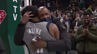 Kyrie Irving shares emotional moment with his dad after beating Giannis