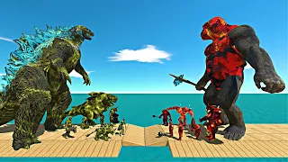 Epic Random Battle | Thunder Godzilla 2021 + Dinosaurs vs Fire King Kong + Mutant Primates - ARBS