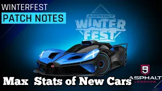 Asphalt 9 | Max stats of Upcoming Cars  | Bugatti Bolide | Winterfest Season | Drive syndicate 6