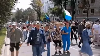 Колонна протестующих в Хабаровске за 17 минут с одной точки 08.08.20