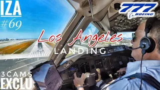 [EXCLU] B777 LAX 🇺🇸 Los Angeles | LANDING 24R | 3 Cockpit Camera Angles 4K | ATC & Crew Coms
