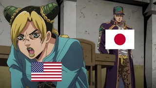 Jolyne meets Jotaro but they speak in their native language