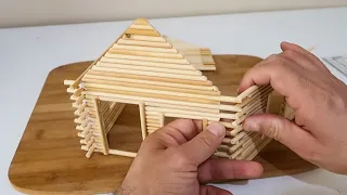 Ahşap Çubuklardan Mini Dağ Evi Yapımı - DIY Mini Log Cabin