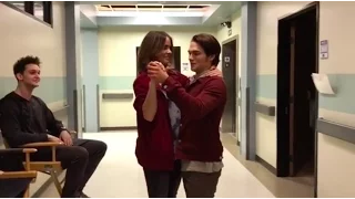 Shelley Hennig & Dylan Sprayberry dancing on the Teen Wolf set