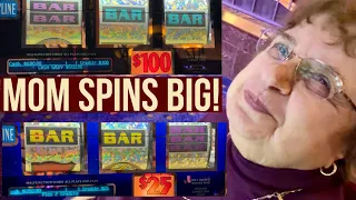 Mom Takes Over And Goes Crazy With Only $100 & $50 Spins Today Looking For The Huge Jackpot!