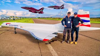 WORLDS LARGEST RC MODEL!! 149KG 10METERS CONCORDE WITH 4x JET TURBINES! escorted by 2 BAE Hawks