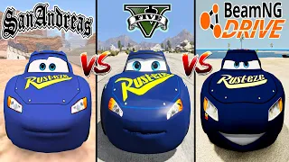 GTA San Andreas Fabulous McQueen VS GTA 5 Fabulous McQueen VS BeamNG Fabulous McQueen - WHO IS BEST?