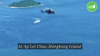 Hongkong Government Flying Service Helicopter Rescue Hiker at Ap Lei Chau Island
