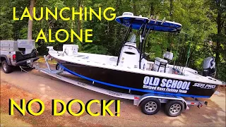 How to launch a boat alone. NO Dock NO CLIMBING!!