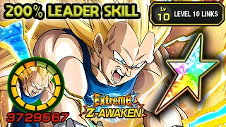 200% LEADER SKILL! 100% EZA TEQ ssj3 vegeta LEVEL 10 LINKS! Dragon Ball Z Dokkan Battle