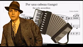 Por Una Cabeza Tango - Accordion solo - Carlos Gardel (Sheets Score Tutorial)