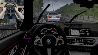 2019 BMW 320d - City Car Driving | Traffic jam & Rain drive [Steering Wheel Gameplay]