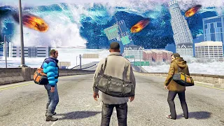 مايكل، فرانلكن وترايفر في كارثة طبيعية (تسونامي، زلازل والمزيد) | GTA 5 Natural Disaster