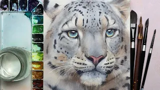 How to Sketch & Paint a Realistic Snow Leopard in Watercolor