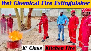 Wet Chemical Fire Extinguisher and how to use - K" Class Fire - Kitchen Fire || Live Fire Training