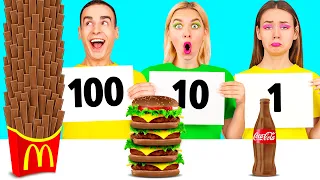 100 खाद्य परतें चुनौती #3 BooBoom Challenge