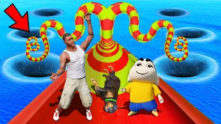 SHINCHAN AND FRANKLIN TRIED THE AMAZING LONGEST SNAKE WATER SLIDE DEEPEST HOLE CHALLENGE IN GTA 5