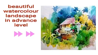 Wooden house in mountain valley in watercolour technique/by Rahul/thanks to artist Milind mulick.