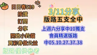 3/11會員中18獨支、精選版路中02中08中16中36版路又中五支(買彩券做公益.版路僅供參考)