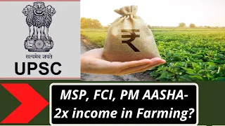 UPSC - Agriculture news(2/3) - MSP, FCI, PM AASHA- Last 2 years CA 30 mins- UPSC Prelims 2022