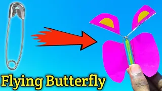 how to make flying butterfly,with saftypin and rubber band,