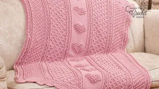 Crochet Aran Hearts Throw Pattern Stitch Along